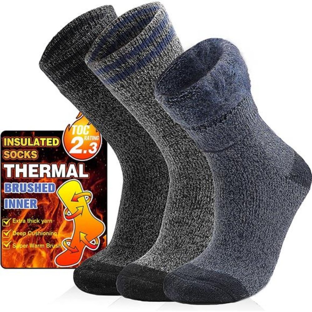3 Pairs Winter Thermal Socks for Men, Insulated Socks for Cold Weather